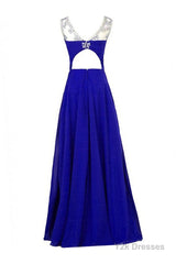 Chiffon Roayl Blue Beading High Low Handmade Simple Cheap For Teens Prom Dresses