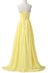 Sweetheart Long Yellow Chiffon Beaded Pregnant High Low For Teens Simple Cheap Bridesmaid Dresses