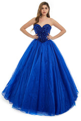 Roayl Blue Tulle Sequins Sweetheart Prom Dresses Spaghetti Straps Evening Quinceanera Dresses