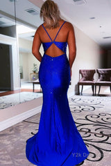 Royal Blue Beading Mermaid Prom Dress