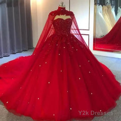 Royal Blue Tulle Ball Gown Prom Dress With Cape