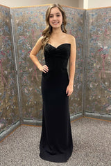 Sheath Sweetheart Black Long Prom Dress