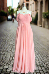 Simple Long A-line Chiffon Sweetheart Chiffon Bridesmaid Dresses