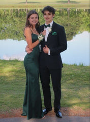 Simple Mermaid Dark Green Backless Long Prom Dresses Formal Dress