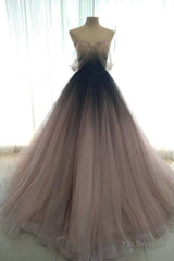 Sweetheart Neck Open Back Ombre Long Prom Dress, Ombre Formal Evening Dress