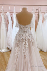 Vintage Long A-Line Off-the-Shoulder Sweetheart Backless Tulle Wedding Dress