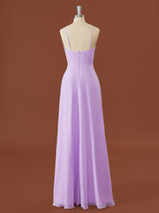 A-line Chiffon V-neck Ruffles Floor-Length Bridesmaid Dress