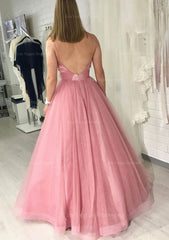 Ball Gown Long Floor Length Sparkling Tulle Prom Dress With Pleated